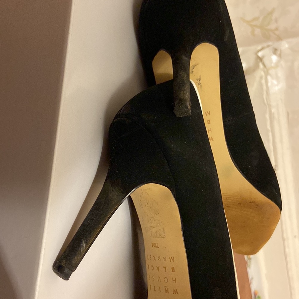 WHBM Classy Black White Hayden suede Heels 7.5 - Picture 11 of 12